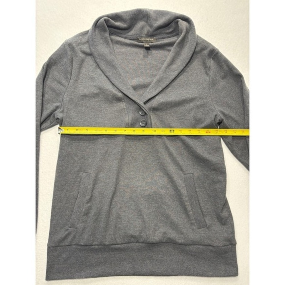 Banana Republic Mens Gray Shawl Collar Henley Sweatshirt Pockets Pullover L - Picture 7 of 14